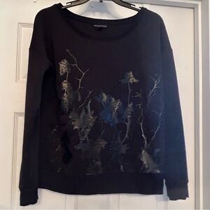 Rock & Republic Sweatshirt Women’s Medium Black Tie Glam Rocker Size M